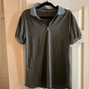 Brand Rela Bota Color Grey Zip up Polo tee shirt